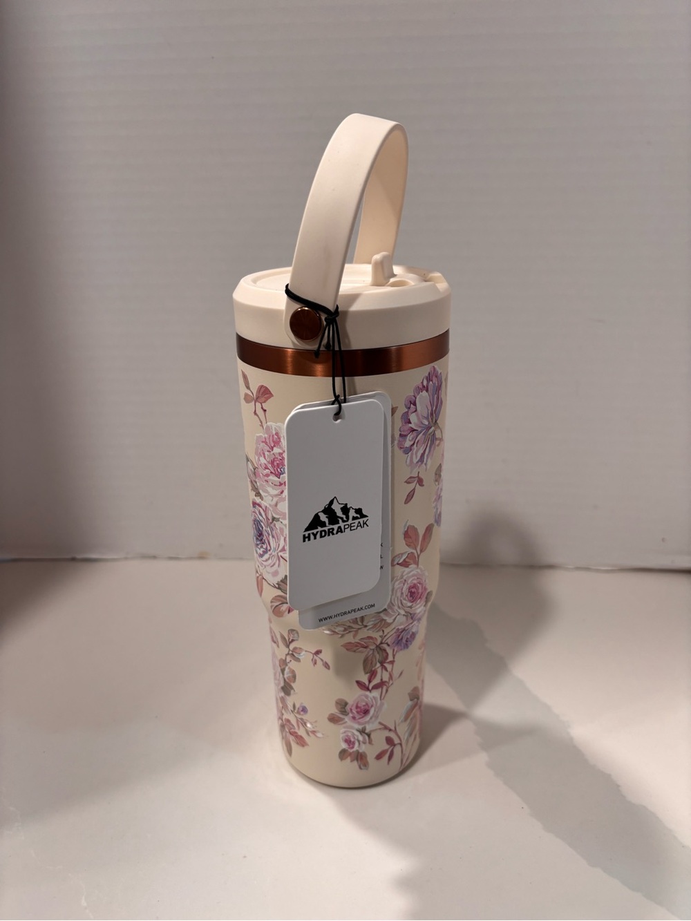 Hydrapeak Nomad 32oz Rosevine Ivory Bloom Stainless Steel Tumbler NWT
